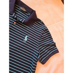 Ralph Lauren‎ POLO GOLF Big Pony SPELLOUT STAND-UP COLLAR Striped Pro-Fit XL
